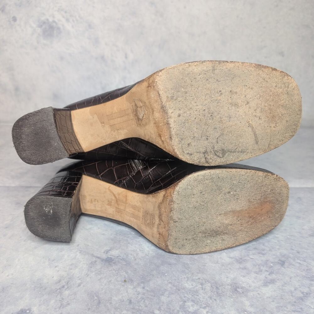 Miista Carlota Mahogany Croc Ankle Boots, Size 38 - Picture 11 of 13